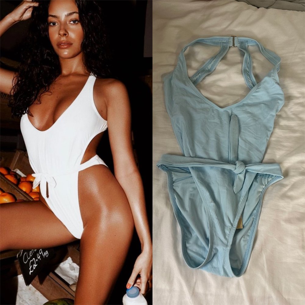 Ris-K tie front open back one piece swimsuit
